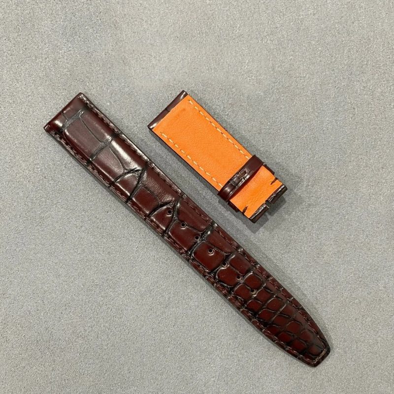 Orange bottom Handcrafted 22mm Alternative Alligator Leather Strap For IWC Portugieser (1) Orange bottom Handcrafted 22mm Alternative Alligator Leather Strap For IWC Portugieser (1)