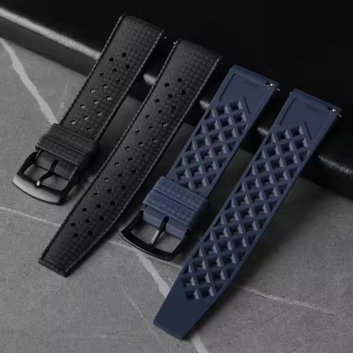 Quick Release FKM Rubber Watch Strap Tropical Style 20mm 22mm Watch Band Replacement Strap for Men Women