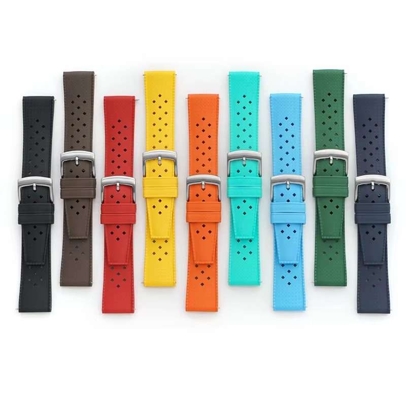 Quick Release FKM Rubber Watch Strap Tropical Style 20mm 22mm Watch Band Replacement Strap for Men Women