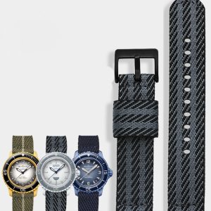Nylon Canvas Integrated Nato Strap For Swatch x Blancpain Bioceramic Scuba Fifty Fathoms