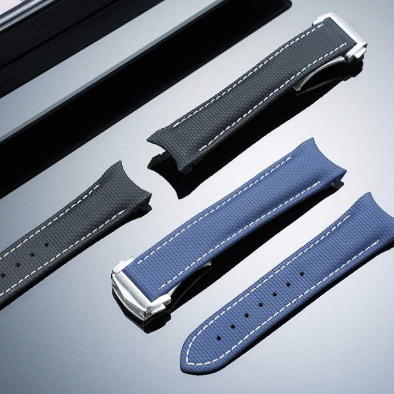 Handmade Custom PVC Rubber Watch Strap For OMEGA Seamaster Planet Ocean 600M
