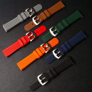Top Tropical Exquisite pattern FKM Rubber Watch Band Waterproof FPM Rubber Watch Strap 20mm 22mm