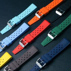 Top Tropical Style FKM Rubber Watch Strap Quick Release Watch Band High Quality Rubber Tapered Design Watch Band