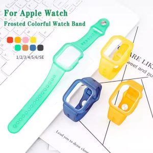 Transparent Frosted Sport Bracelet Watchbands For Apple iWatch Series 8765SE Rubber Watch Strap i Watch Bands (2) Transparent Frosted Sport Bracelet Watchbands For Apple iWatch Series 8/7/6/5/SE Rubber Watch Strap i Watch Bands