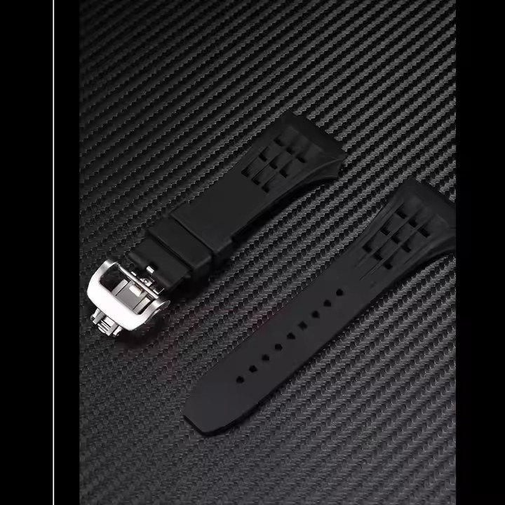 Trendy FKM Rubber Watch Band Butterfly Folding Buckle Silicone Watch Straps 49MM Ultra For Smart Watch Case Series 7 8 9 SE
