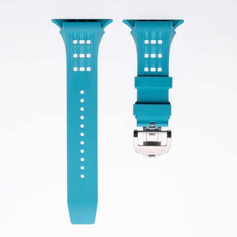 Trendy FKM Rubber Watch Band Butterfly Folding Buckle Silicone Watch Straps 49MM Ultra For Smart Watch Case Series 7 8 9 SE