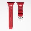 Trendy FKM Rubber Watch Band Butterfly Folding Buckle Silicone Watch Straps 49MM Ultra For Smart Watch Case Series 7 8 9 SE