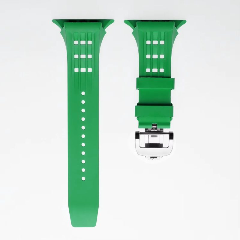 Trendy FKM Rubber Watch Band Butterfly Folding Buckle Silicone Watch Straps 49MM Ultra For Smart Watch Case Series 7 8 9 SE