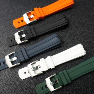 Vulcanized Fkm Rubber Fluorine Curved End Watch Band 20mm Ocean Sport 300 Oemg-a Sea-master Watch Strap for diving