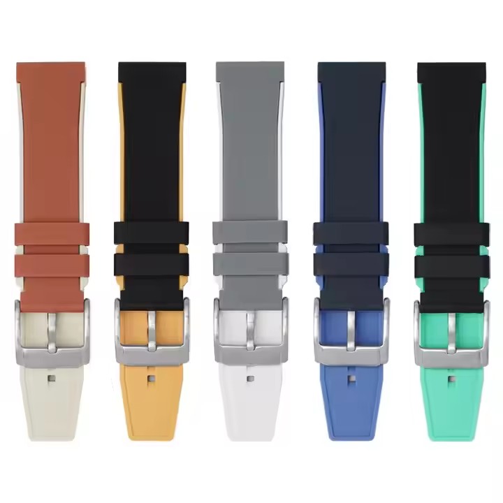 Royal Dual Colors 22mm Watch Strap Universal Quick Release Silicone Rubber Diving Watch Bands