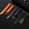 Handmade Black Grey American Alligator Leather Quick Release Watch Strap For Straight-Lug Watches 20mm, 21mm, 22mm