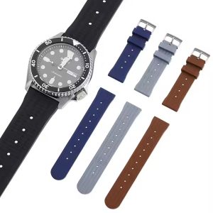 Royal Custom High Quality Durable 20mm 22mm Waterproof Waffle Fluorine FKM Rubber Watch Straps (1) Royal Custom High Quality Durable 20mm 22mm Waterproof Waffle Fluorine FKM Rubber Watch Straps