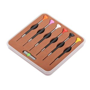Royal Octagonal 6Pcs Precision T-type Anti-slip Watch Screwdriver Set Stainless Steel Black Handle Watch Repair Tools Kit Boxed