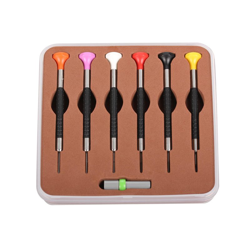 Octagonal 6Pcs Precision T-type Anti-slip Watch Screwdriver Set Stainless Steel Black Handle Watch Repair Tools Kit Boxe (1) Royal Octagonal 6Pcs Precision T-type Anti-slip Watch Screwdriver Set Stainless Steel Black Handle Watch Repair Tools Kit Boxed