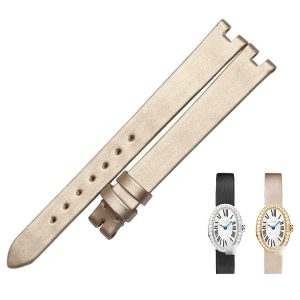 Custom Satin Leather Watch Strap Replacement for Cartier Baignoire Men’s and Ladies – 100% Handmade Pink Rose Gold