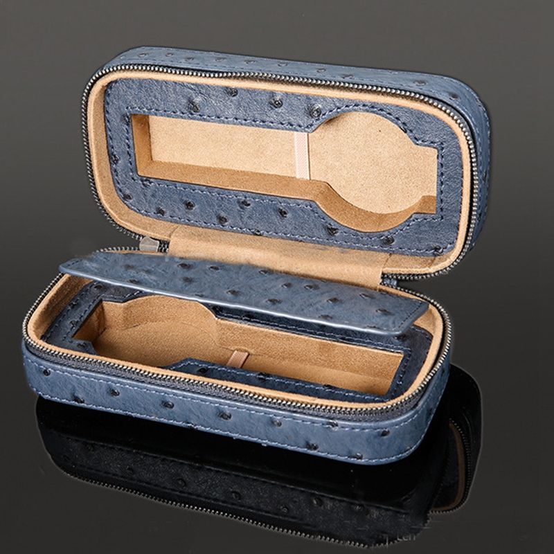 Premium 2 Slots Portable Ostrich Pattern PU Leather Storage Case Travel Zipper Bag for Watch Band New Design Watch Boxes & Cases5 Premium 2 Slots Portable Ostrich Pattern PU Leather Storage Case Travel Zipper Bag for Watch Band New Design Watch Boxes & Cases5