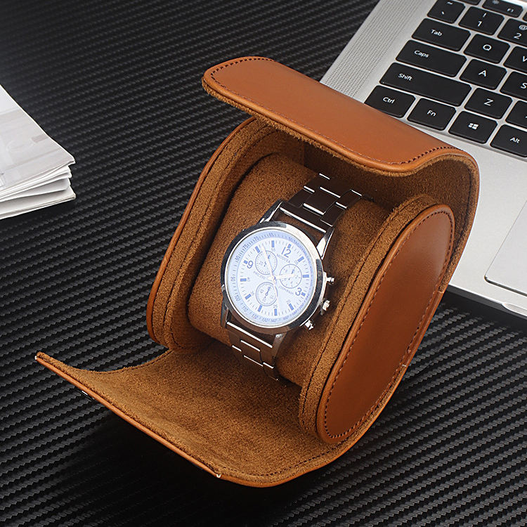 Premium Men's Luxury Brown Single Leather Watch Travel Case Wholesale Roll Design Watch Boxes & Cases4 Premium Men's Luxury Brown Single Leather Watch Travel Case Wholesale Roll Design Watch Boxes & Cases4
