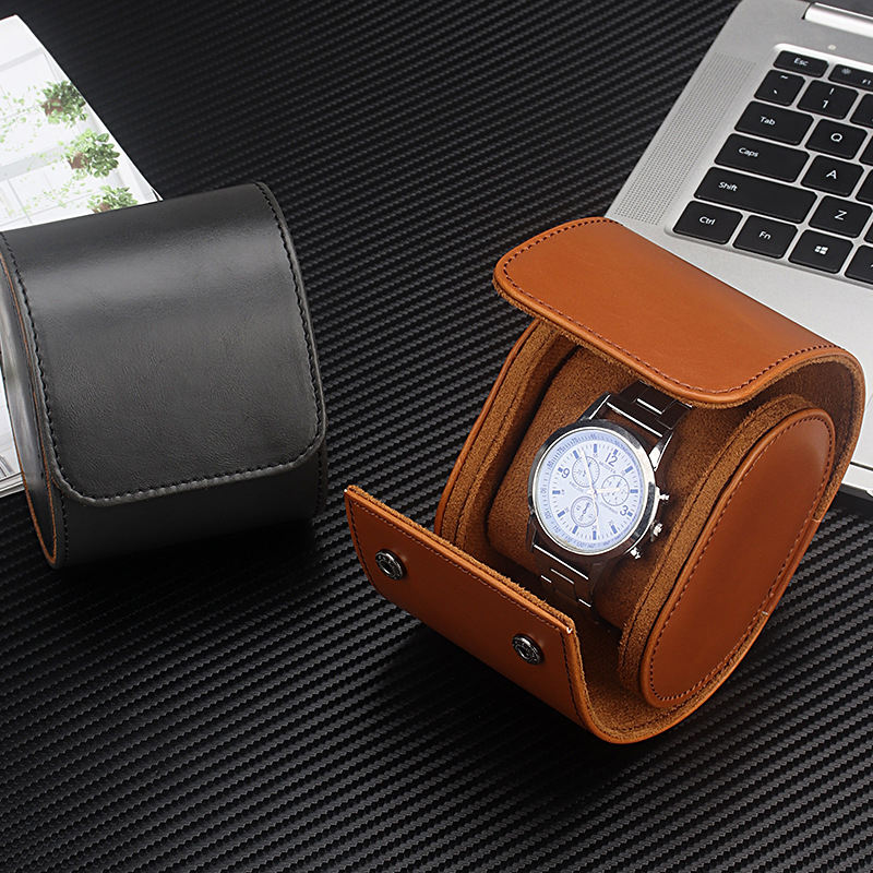 Premium Men's Luxury Brown Single Leather Watch Travel Case Wholesale Roll Design Watch Boxes & Cases6