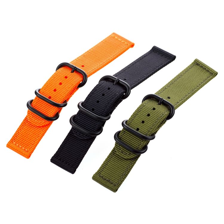 Premium Two-Piece Fabric Nylon Smartwatch Band 20mm 22mm 24mm Adjustable Breathable and Soft Watch Straps with Black Rings3