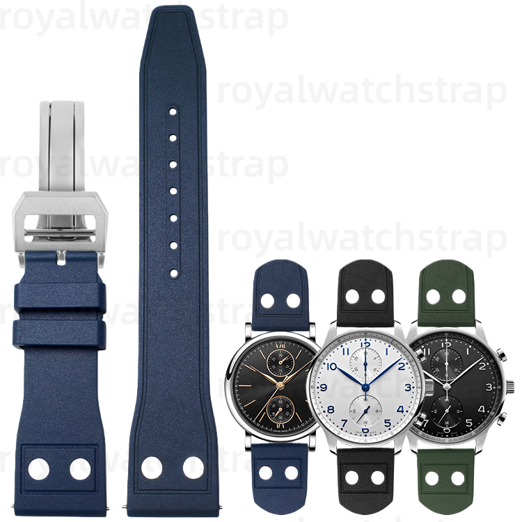 20/21mm/22mm Quick Release FKM Rubber Strap For IWC Portugieser/All Pilot With Rivet Style