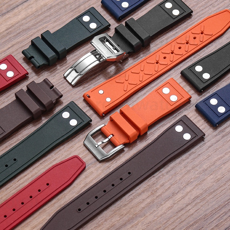 20/21mm/22mm Quick Release FKM Rubber Strap For IWC Portugieser/All Pilot With Rivet Style