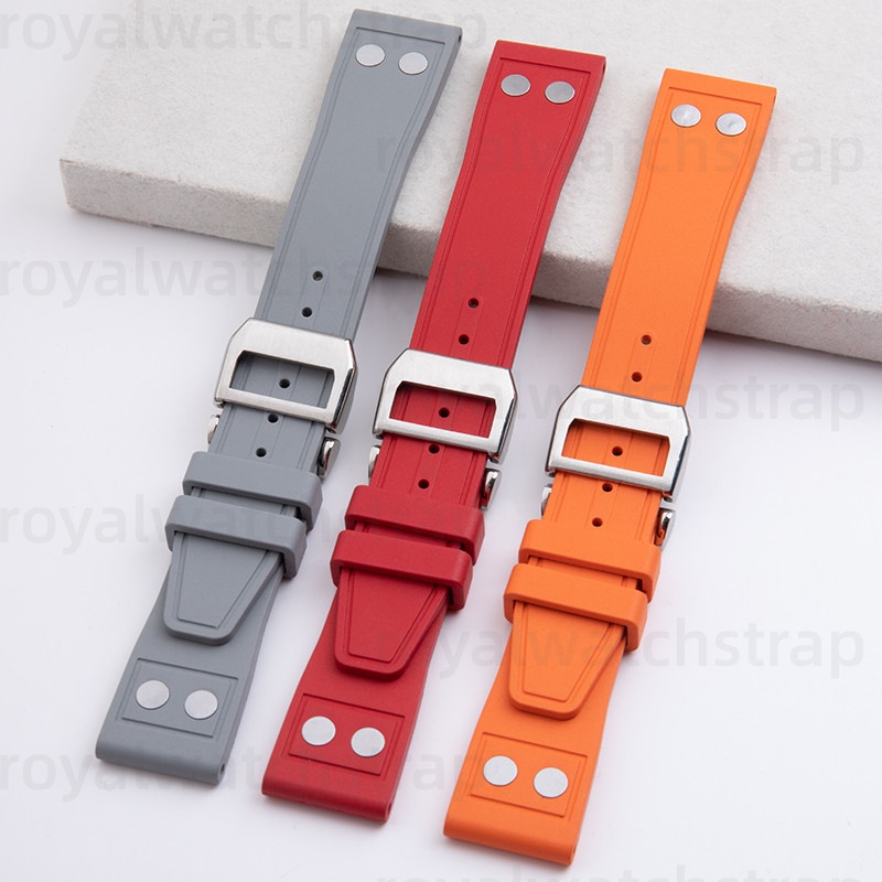 20/21mm/22mm Quick Release FKM Rubber Strap For IWC Portugieser/All Pilot With Rivet Style