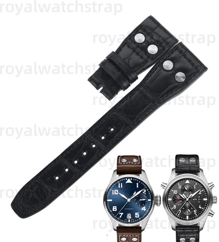 22mm Replacement Strap crocodile Leather Watch Strap for IWC Pilot IW500916 IW329301