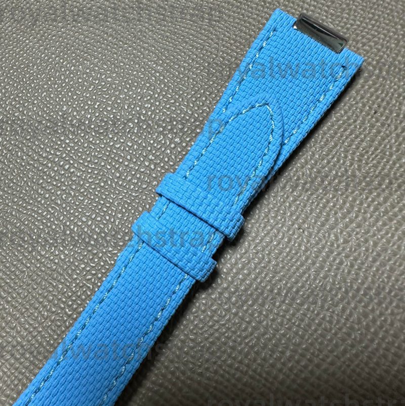 Custom FKM Rubber Strap With Canvas Pattern For Patek Philippe Nautilus 5712 5711 With Steel Adapter (1) Custom FKM Rubber Strap With Canvas Pattern For Patek Philippe Nautilus 5712 5711 With Steel Adapter