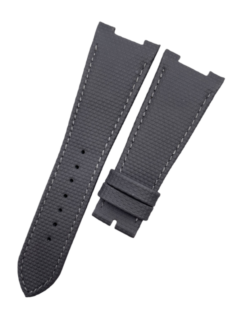 Custom FKM Rubber Strap With Canvas Pattern For Patek Philippe Nautilus 57125711 With Steel Adapter (2) Custom FKM Rubber Strap With Canvas Pattern For Patek Philippe Nautilus 57125711 With Steel Adapter