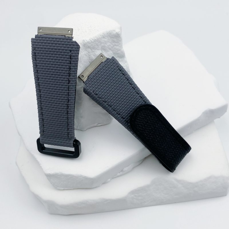Custom Replacement Canvas Pattern Rubber Velcro & Elastic Strap for Richard Mille (2) Buy Replacement Velcro Strap For Richard Mille With Carbon Fiber Buckle Velcro Style Elastic Watch Band