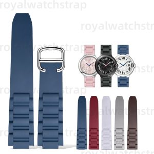 Premium Rubber Watch Band FKM Strap For Cartier Ballon Bleu Multi Colors