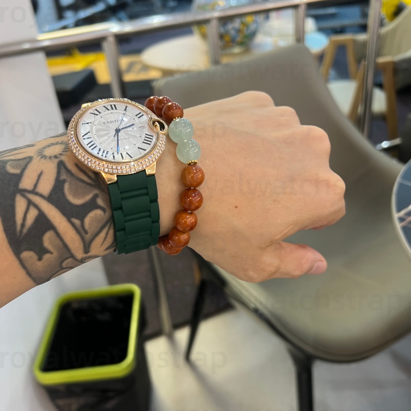 Premium Rubber Watch Band FKM Strap For Cartier Ballon Bleu Multi Colors