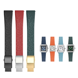 Quick Release Flat End FKM Rubber Straps Watch Band With Mosaic Texture(Multi Size & Color)