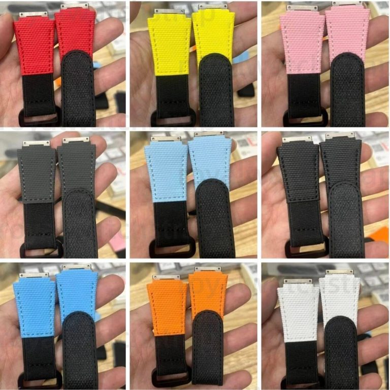 Richard Mille Replacement Strap White Black Gray Olive Green lce Blue Red Orange Yellow Pink Purple Dark BlueGreen Rubber Velcro watch band for sale