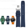 21mm 22mm Fluororubber Watch Strap For Seiko Rolex Submariner Curved-End