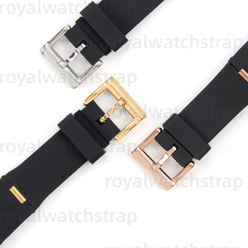 22mm 24mm Replacement Rubber Watch Strap For Bvlgari With Convex Notch Black Silicone Band