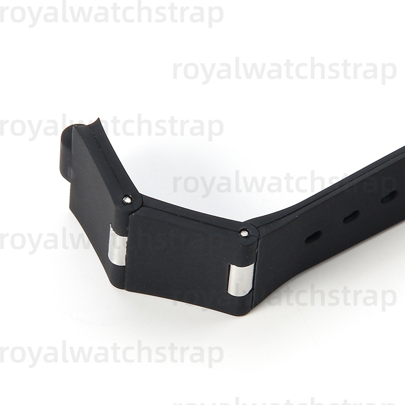 22mm 24mm Replacement Rubber Watch Strap For Bvlgari With Convex Notch Black Silicone Band