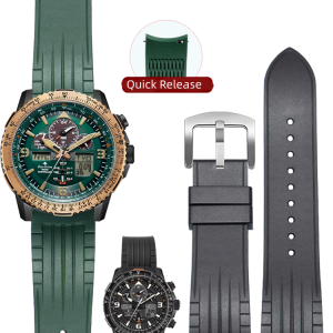 22mm Quick-Release Curved-End Rubber Watch Band For Citizen Eco-Drive Skyhawk JY8074-11X JY8085-81E