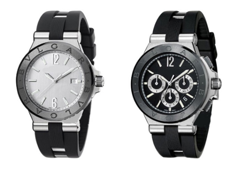 6-9mm Black Silicone Rubber Strap For BVLGARI Diagono Men's Watch Band 