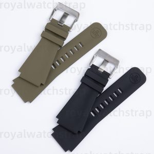 Curved End 2422mm Silicone Strap For Bell Ross BR01 BR03