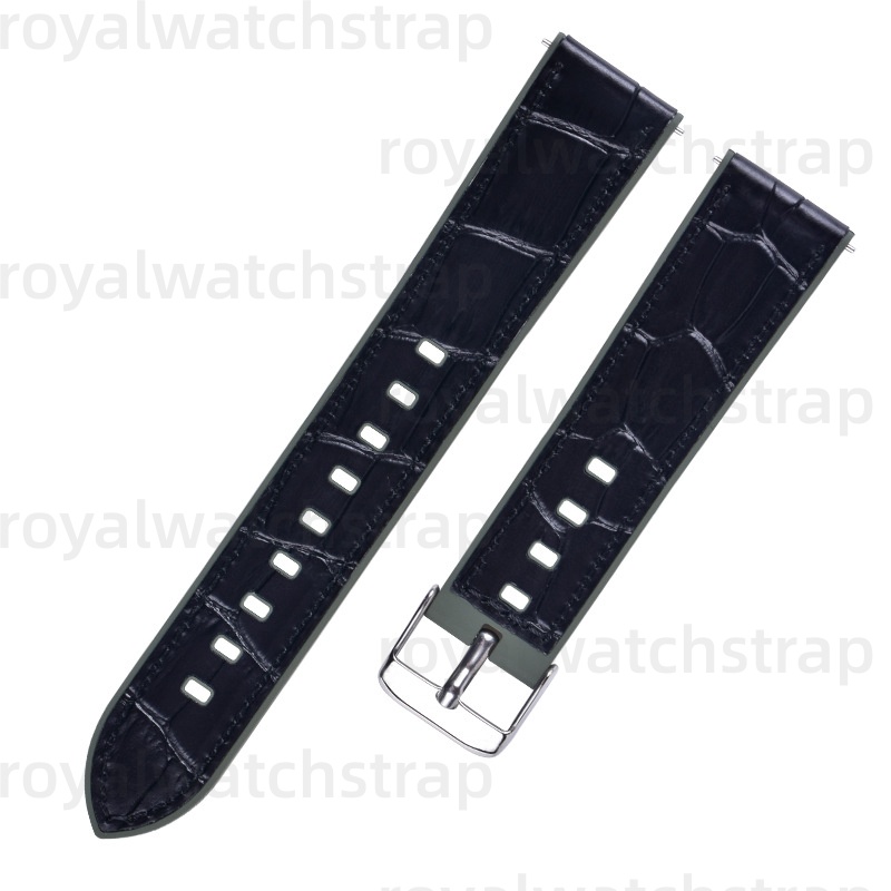 FKM Rubber With Leather-Wrapped Watch Strap For Omega Planet Watch Straps Fluororubber Bands