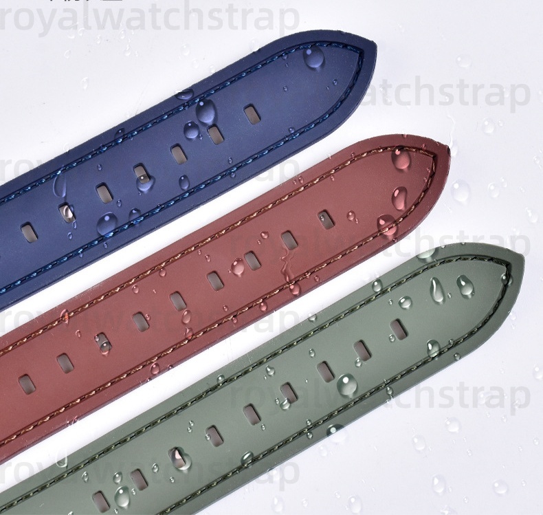 FKM Rubber With Leather-Wrapped Watch Strap For Omega Planet Watch Straps Fluororubber Bands