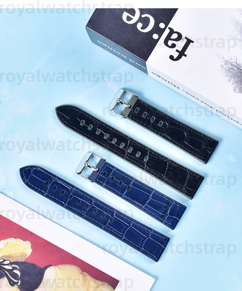 FKM Rubber With Leather-Wrapped Watch Strap For Omega Planet Watch Straps Fluororubber Bands