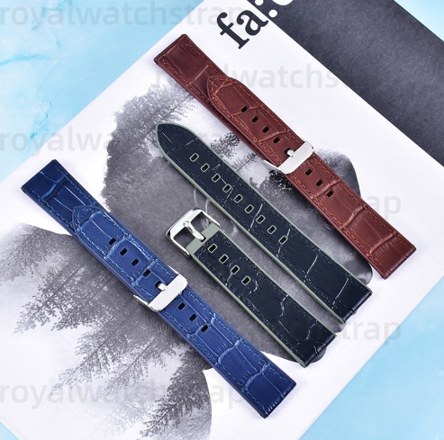 FKM Rubber With Leather-Wrapped Watch Strap For Omega Planet Watch Straps Fluororubber Bands