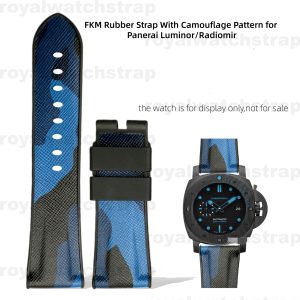 FKM Camouflage Military Green Rubber Strap for Panerai 1950 Luminor Radiomir 20/22/24/26mm
