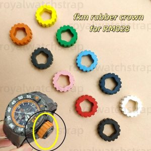 High Quality FKM Rubber Watch Crown & Rubber Strap for Richard Mille RM028 Watch For Sale