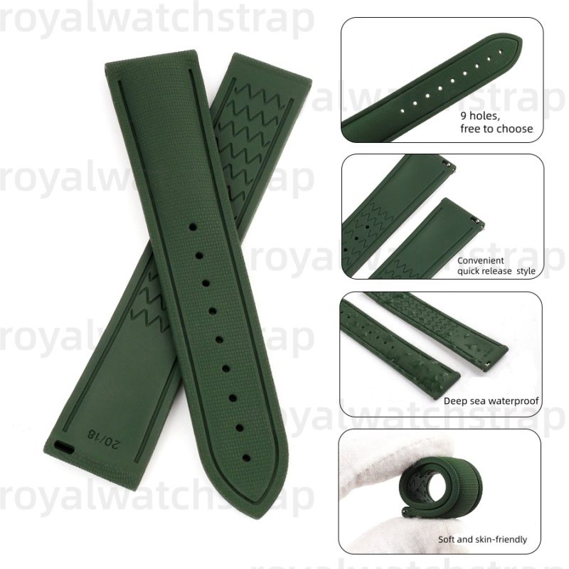 20/21/22mm FKM Universal Quick-Release Rubber Watch Strap For IWC