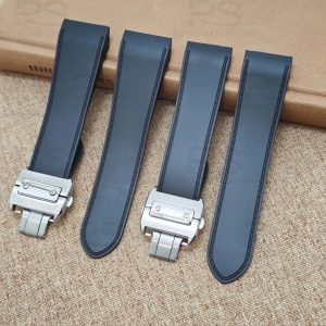 23mm 25mm Watch Rubber Strap for Cartier Santos 100 Men's Bracelet