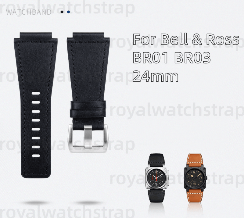 24mm Replacement Soft Aftermarket Leather Strap For Bell & Ross BR01 BR03 (20) 24mm-Replacement-Soft-Aftermarket-Leather-Strap-For-Bell-Ross-BR01-BR03