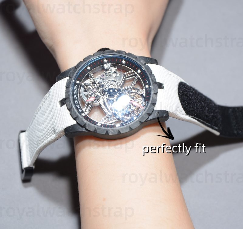 Custom Replacement Canvas Pattern Rubber Velcro & Elastic Strap for Roger Dubuis (11) Custom Replacement Canvas Pattern Rubber Velcro & Elastic Strap for Roger Dubuis